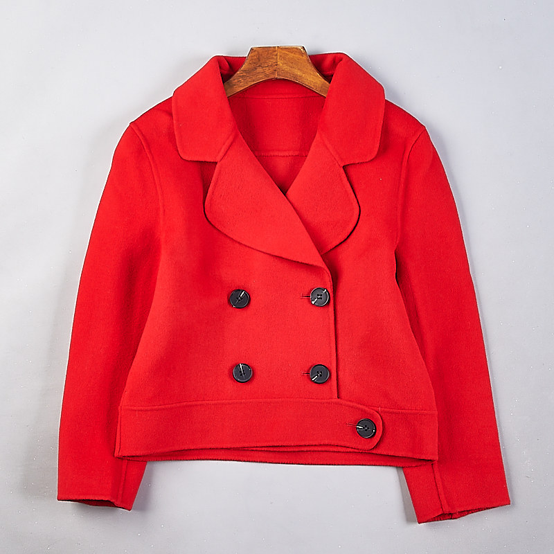 复古翻领双排扣羊毛呢大衣女9.17H80456秋冬新款宽松显瘦短款外套,女装/女士精品,毛呢外套,淘宝优惠券,粉丝福利购,淘宝优惠卷