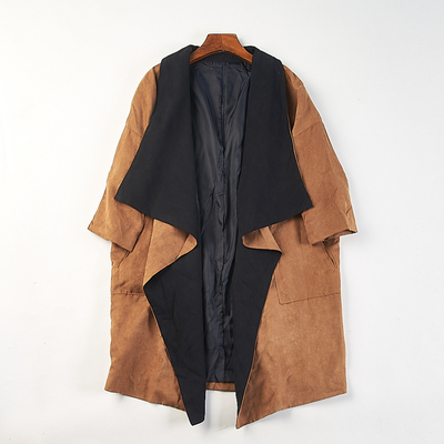 复古风衣女中长款翻领宽松外套女