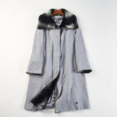 外贸日单复古风大翻领毛呢大衣女