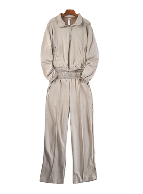 高货外贸休闲运动套装女H84842秋冬半开领卫衣外套阔腿长裤两件套