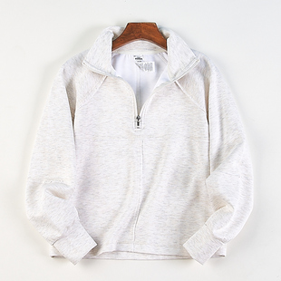 外贸韩版精品立领半拉链卫衣女H84379秋季新款宽松休闲套头短外套