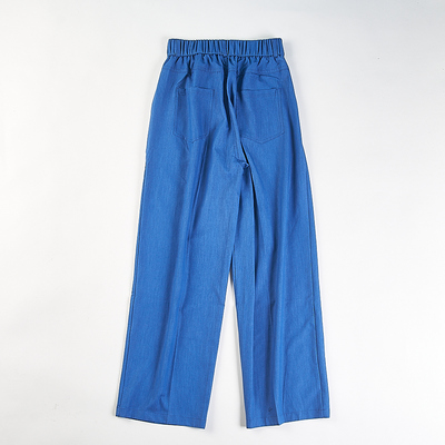 韩版纯色松紧腰抽绳系带阔腿裤女