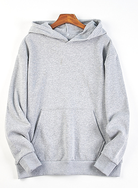 简约纯色宽松连帽卫衣男女4.29H82460春秋休闲百搭套头上衣短外套