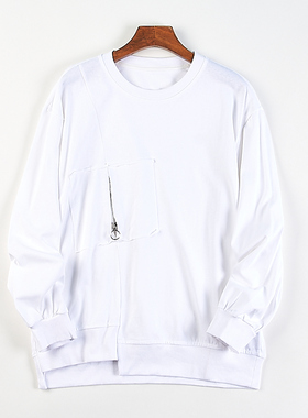 大码女装不规则设计感宽松长袖卫衣429H82033春秋胖MM显瘦遮肚T恤