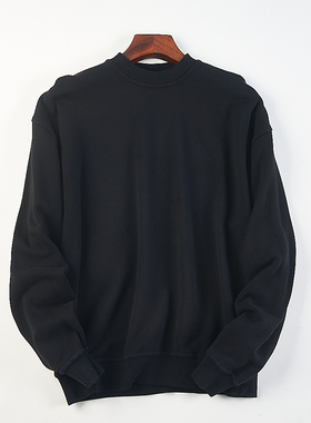 高货外贸大码男女纯色圆领套头卫衣H82805美式全棉毛圈宽松上衣