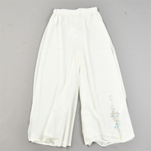 裙裤 复古中式 双层防透显瘦遮肉时尚 裙女L83487夏秋新款 刺绣阔腿裤