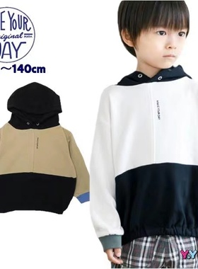 16日单男女儿童连帽卫衣L73742洋气拼接款春秋季棉圈宝宝童装帽衫
