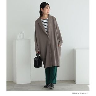 日单极简高级针织开衫风衣女H86243春秋宽松显瘦中长款西装领外套