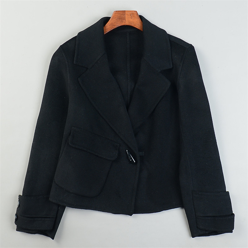 高端纯羊毛西装毛呢外套女L85422轻奢干练气质秋冬双面呢短款大衣