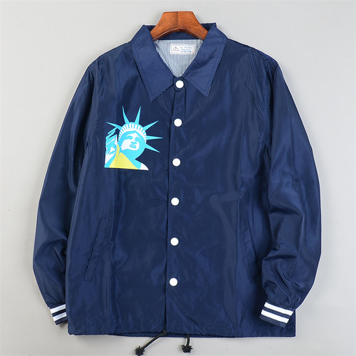 日单精品男女生夹克外套L85052春秋季翻领印花螺纹口学生休闲上衣