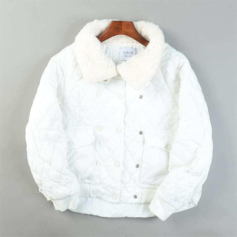 韩版绗缝菱格毛领薄棉衣L85597显瘦宽松减龄少女感秋冬夹克短外套,女装/女士精品,棉衣/棉服,淘宝优惠券,粉丝福利购,淘宝优惠卷