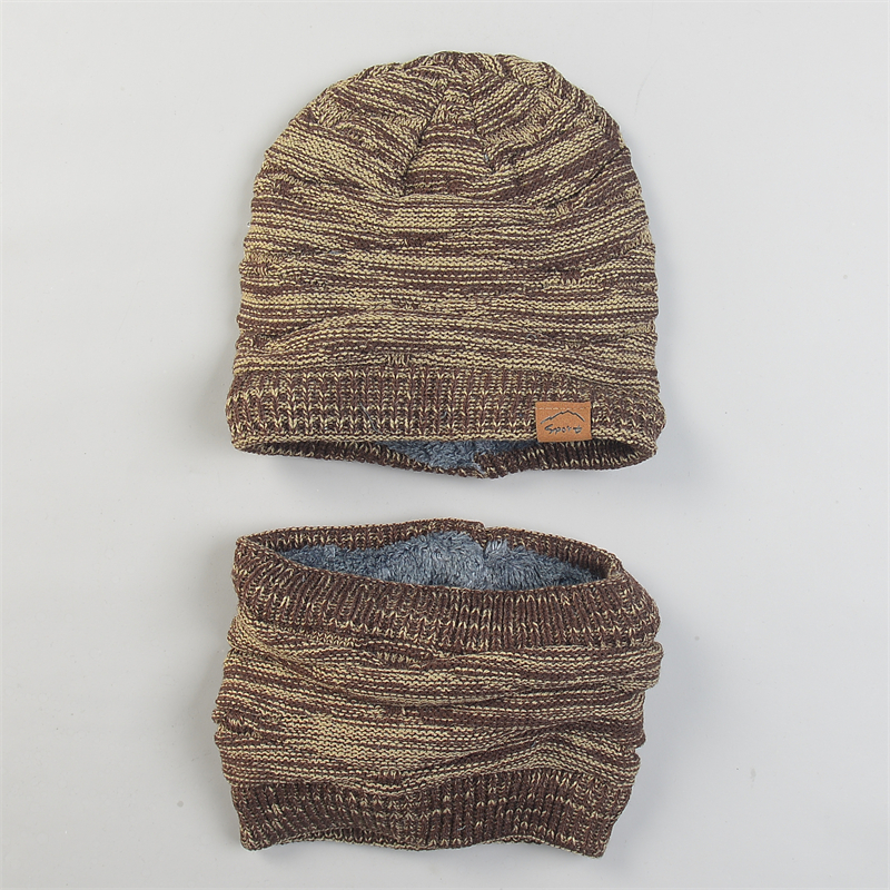 韩版针织加绒包头帽围脖两件套男女10.28L84582成人孩童保暖套装