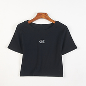 T恤女9.9H84282夏季 新款 修身 外贸日单复古纯色五分袖 显瘦短款 上衣