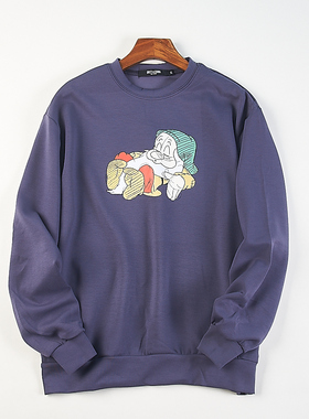 精品韩版卡通印花圆领套头长袖卫衣女H84930春秋宽松休闲百搭上衣