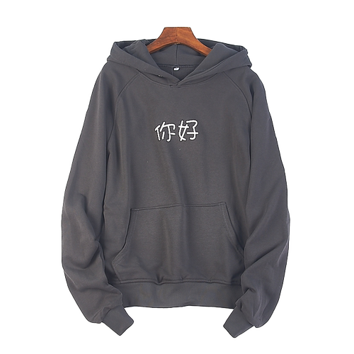 春秋新款文字印花宽松长袖上衣