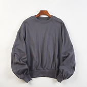 纯棉圆领灯笼长袖 T恤女84066秋季 新款 韩版 时尚 宽松套头卫衣短外套