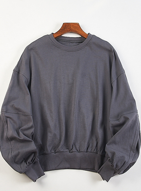 韩版纯棉圆领灯笼长袖T恤女84066秋季新款时尚宽松套头卫衣短外套