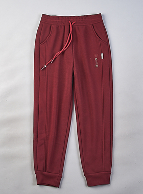 秋冬加绒加厚束脚休闲卫裤女1119H80906纯色大码宽松显瘦运动长裤