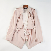 纯色中短款 精品日单大码 女装 风衣H84647春秋宽松显瘦通勤百搭外套