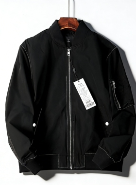 黑色明线MA-1飞行夹克男女宽松棒球服H84387工装风百搭休闲短外套