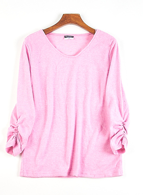欧美原单大码女装九分袖T恤H83601秋季新款V领宽松显瘦打底衫上衣
