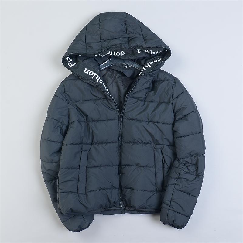 外贸原单纯色连帽棉衣女12.3L80991宽松面包服秋冬夹棉保暖短外套