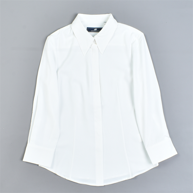 619精品OL气质长袖白色衬衫女81988夏秋垂顺显瘦修身通勤衬衣上衣