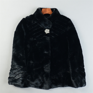 轻奢冬装 仿貂皮毛一体短大衣 仿皮草外套女12.30L85443高端妈妈装