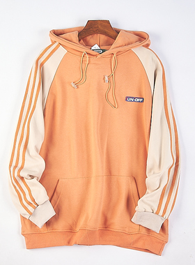 713拼接撞色条纹连帽衫卫衣男女76490宽松运动休闲春秋长袖外套潮