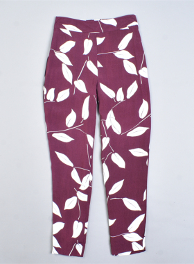 欧美单印花加大码休闲裤女48L82146春夏季高腰宽胯显瘦锥形长裤子