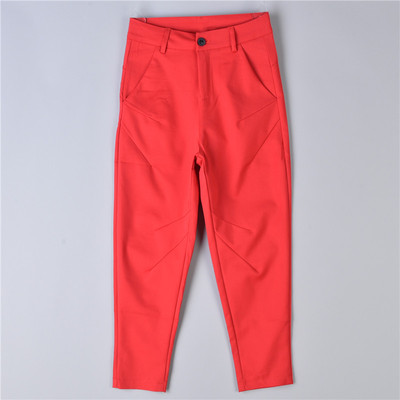 显瘦哈伦休闲裤纯色高腰七分裤