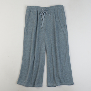 外贸加大码阔腿卫裤女L85099春秋抽绳松紧腰宽松坠感显瘦休闲长裤