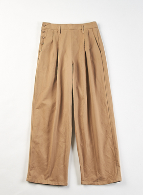 日单极简风高腰显瘦阔腿裤女H84230春秋季宽松百搭直筒休闲九分裤