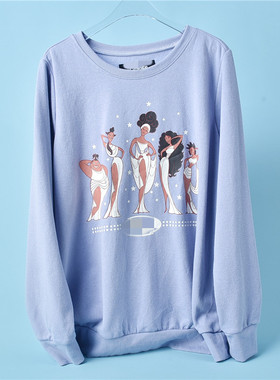 品质外贸套头卫衣女9.20L71134卡通印花宽松中长款秋冬加绒长袖衫