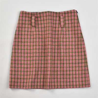 精品羊毛格纹半身裙女L83555秋冬高腰包臀辣妹风潮流毛呢中短裙子