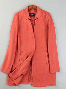 外贸精品针织绒尼大衣女12.30L85168休闲直筒款春秋冬中长款外套