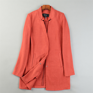 外贸精品针织绒尼大衣女12.30L85168休闲直筒款 外套 春秋冬中长款