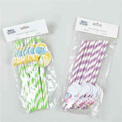 10支装卡通纸质一次性吸管