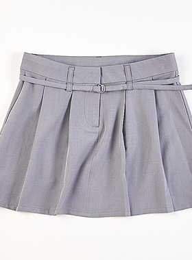 精品外贸大码百褶半身裙女83886夏秋新款自然腰系带百搭A字中短裙