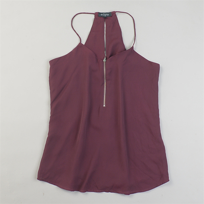 外贸纯色雪纺吊带衫女10.14L85080柔顺抗皱夏季凉感无袖休闲上衣