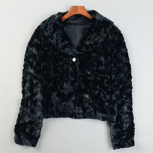 日单仿皮草毛毛短外套女L85390轻奢名媛风秋冬季百搭短款毛绒大衣