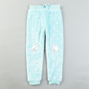 12.30L85541刺绣贴布可外穿束脚长裤 外贸单女童珊瑚绒睡裤 家居裤
