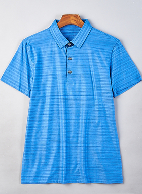 高端蚕丝棉条纹翻领POLO衫男820H80095夏日常直筒修身休闲短袖T恤