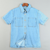 男女L84747春夏秋大码 精品外贸港式 纯棉牛仔衬衫 宽松百搭上衣外套