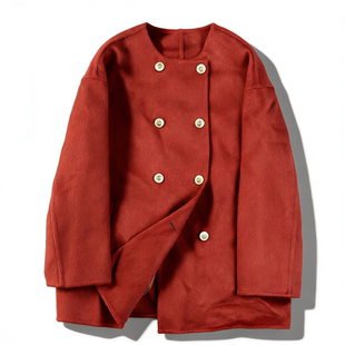 轻奢双面呢大衣女L85502秋冬宽松显瘦气质高级感100%高支羊毛外套