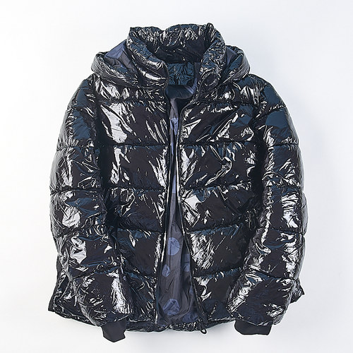 出口单秋冬亮面纯色短款棉服男