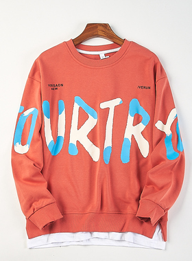 高街风纯棉字母印花卫衣男女H84760春秋百搭圆领长袖宽松潮流上衣