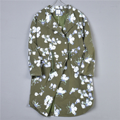 616森女日系印花风衣78171翻立领宽松抽绳收腰显瘦春秋中长款 外套