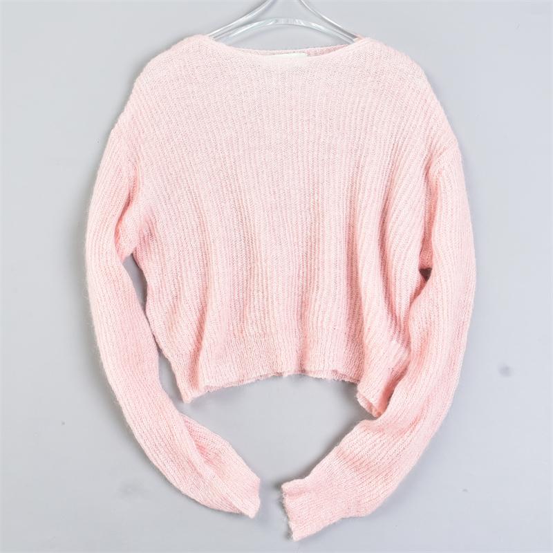 外贸精品轻薄款针织衫女1224L81124宽松短款休闲文艺春秋长袖毛衣