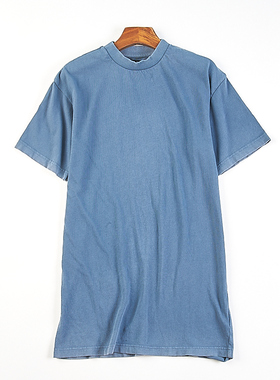 外贸美式复古纯棉水洗短袖T恤男女82865夏季宽松大码休闲圆领上衣